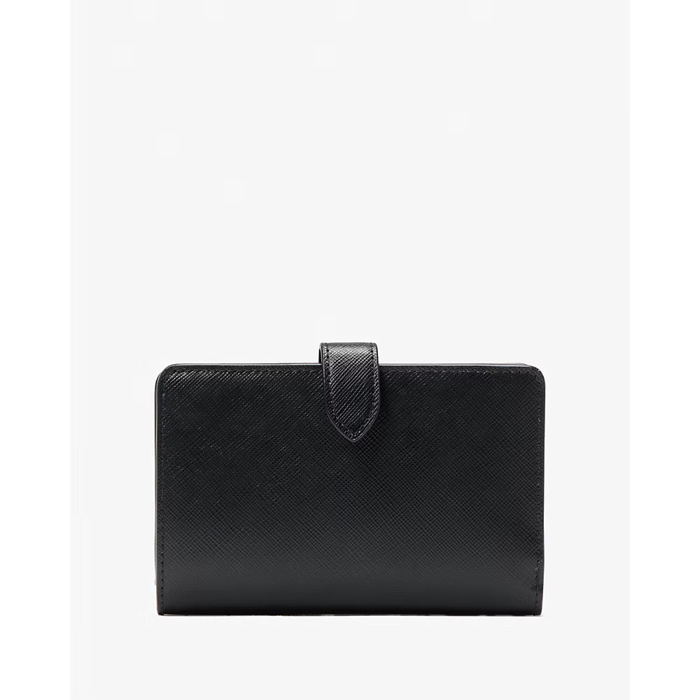 [READY STOCK MY] Kate Spade Madison Floral Applique Medium Bifold Wallet in Black (KL868)