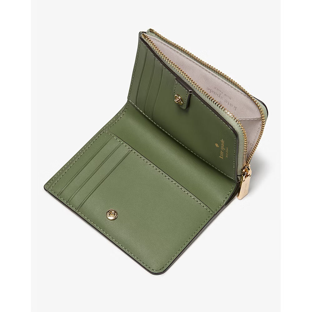 [INCOMING ETA 30 DAYS] Kate Spade Madison Floral Applique Small L Zip Wallet in Sage Bundle (KL870)