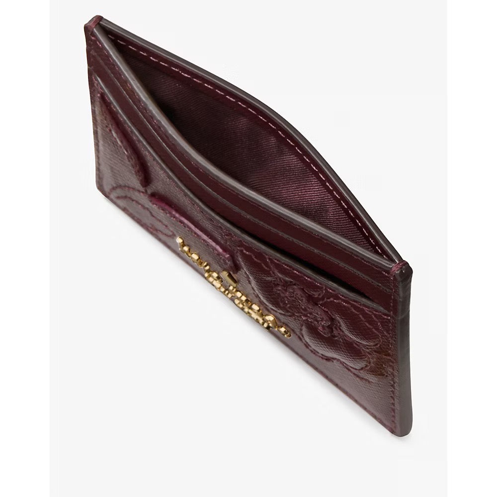 [INCOMING ETA 30 DAYS] Kate Spade Madison Floral Applique Small Slim Card Holder in Dark Merlot (KL871)