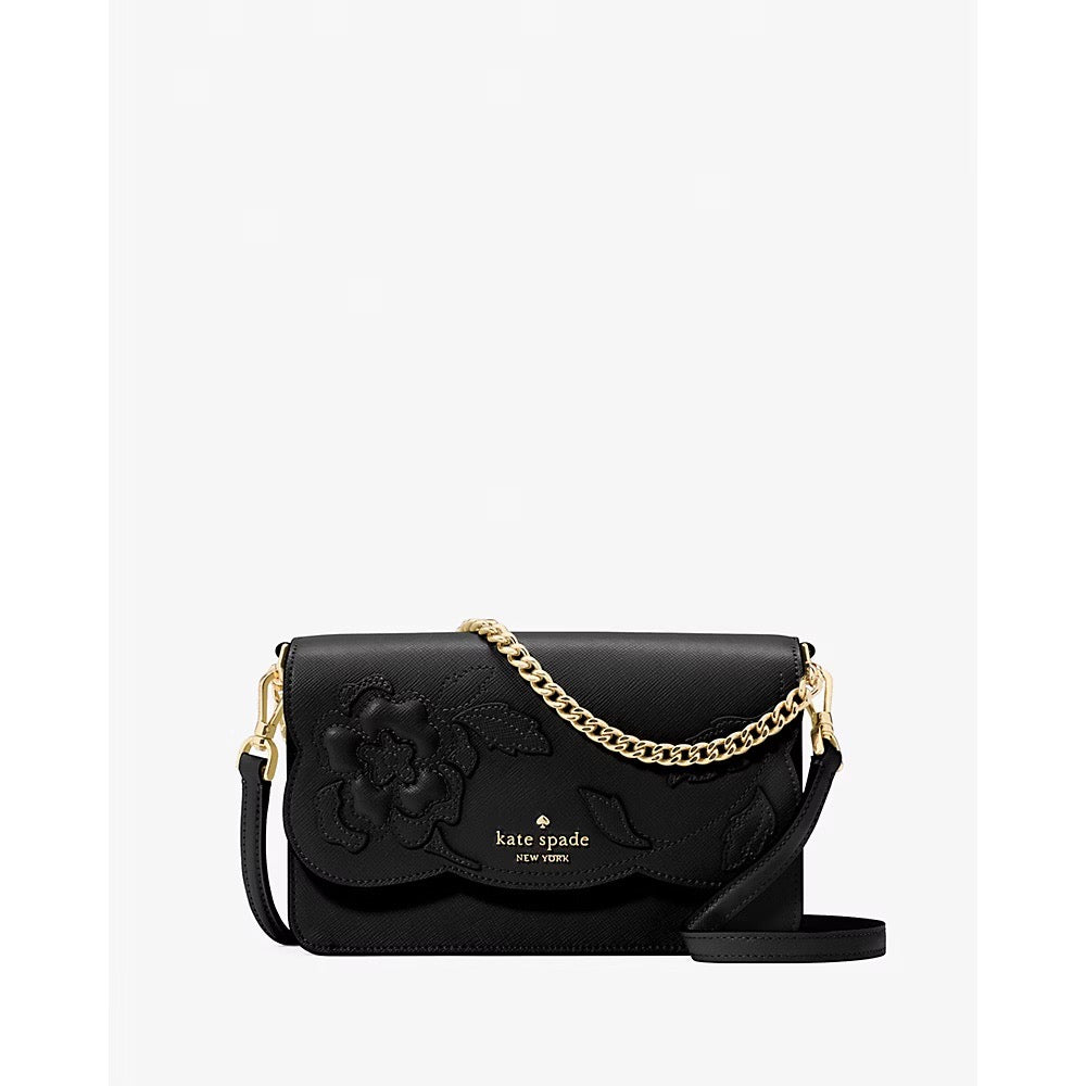 [INCOMING ETA 30 DAYS] Kate Spade Madison Floral Applique Willow Mini Crossbody in Black (KL869)