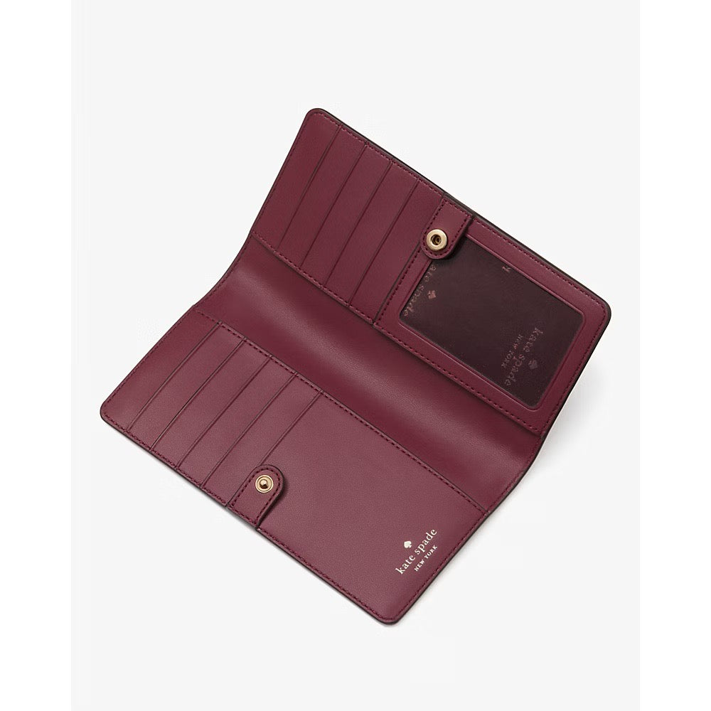 Kate Spade Madison Large Slim Bifold Wallet in Berry Cream (KI366)