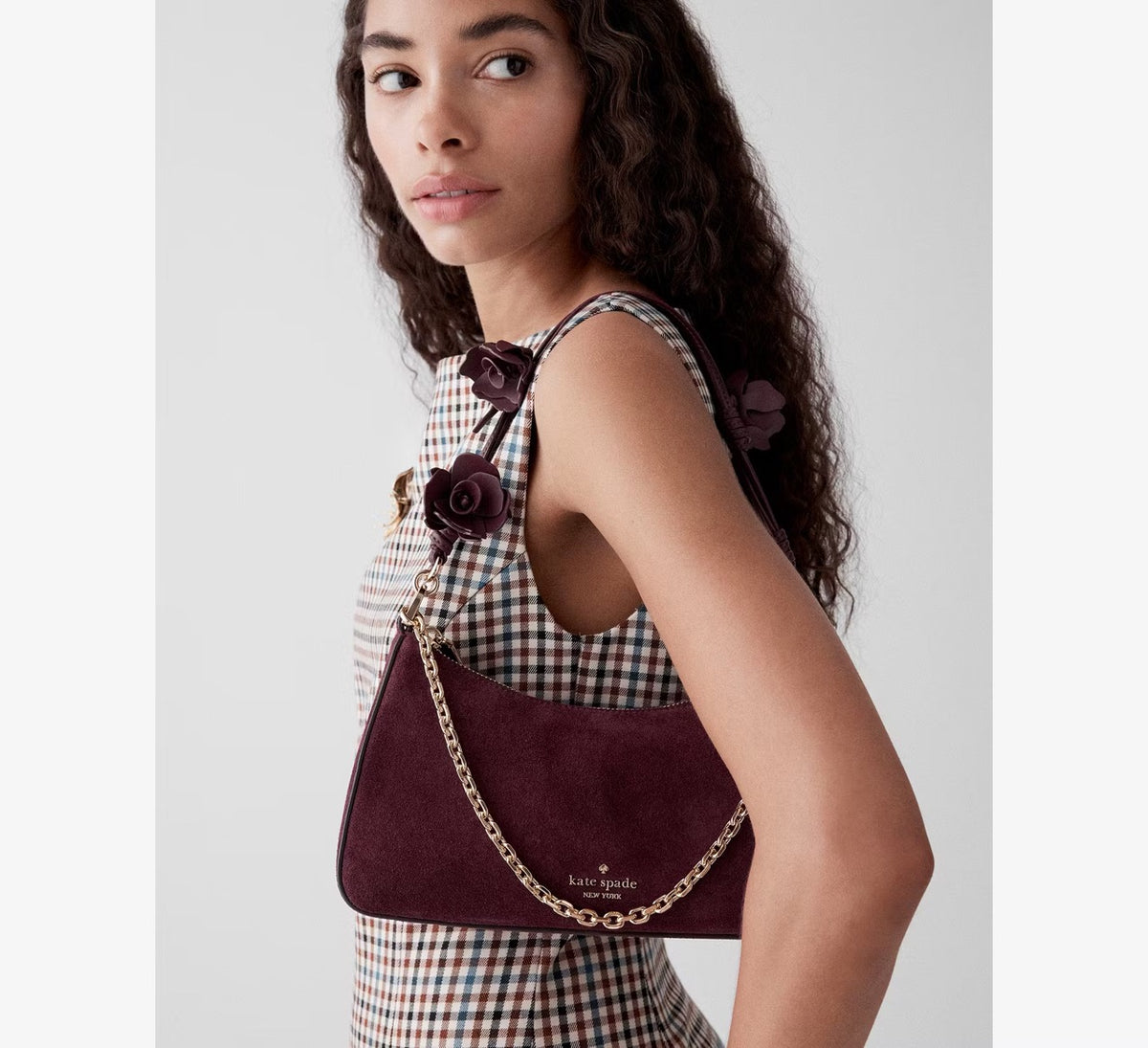 [READY STOCK MY] Kate Spade Margot Floral Handle Shoulder Bag in Grenache (KP640)