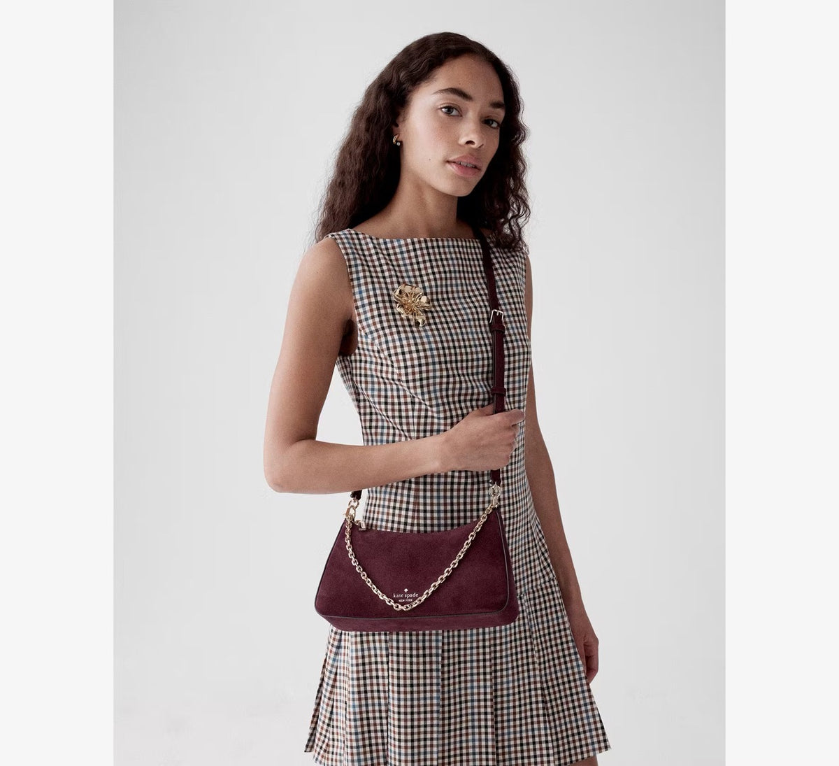 [READY STOCK MY] Kate Spade Margot Floral Handle Shoulder Bag in Grenache (KP640)