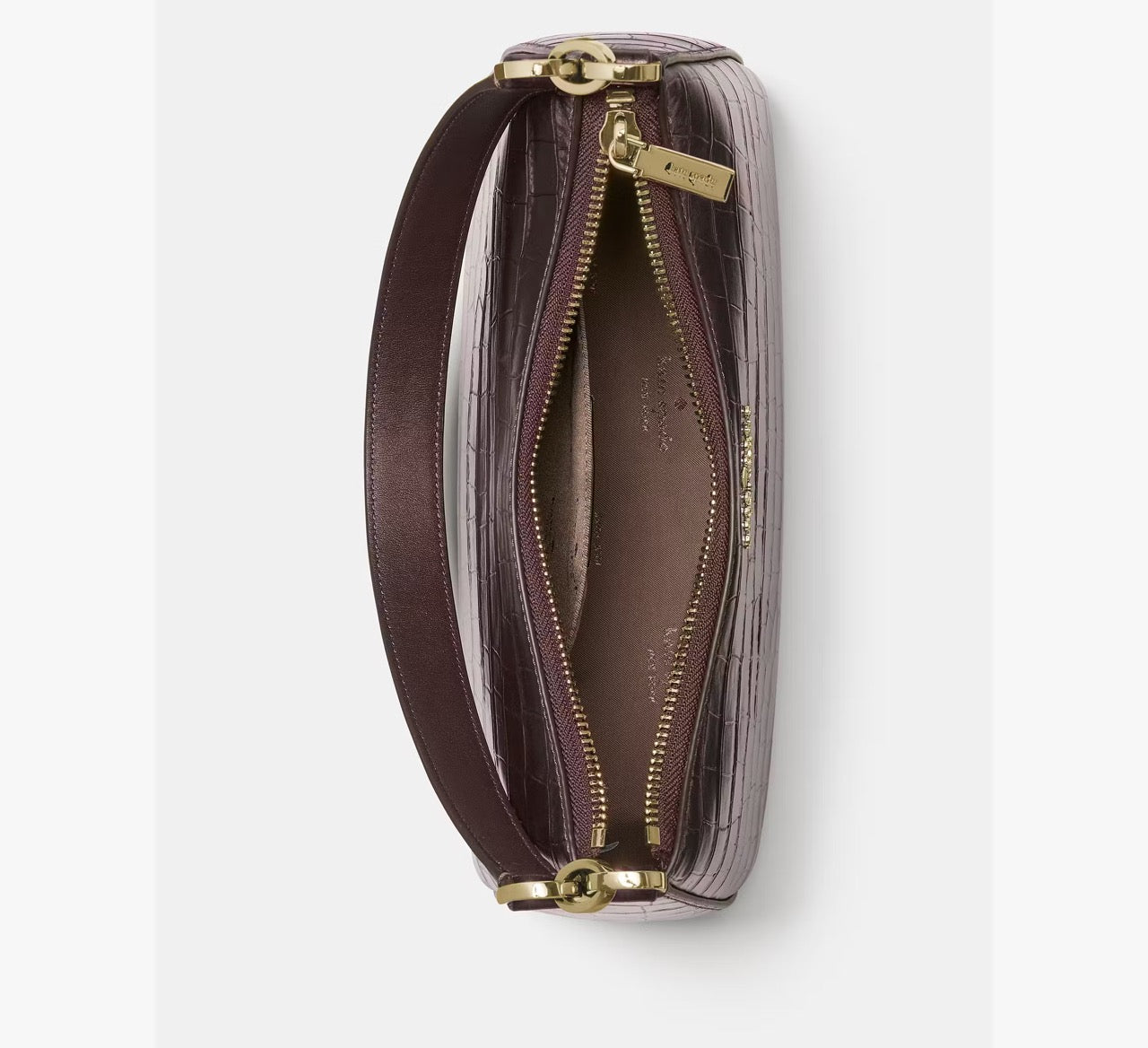 [INCOMING ETA 30 DAYS] Kate Spade Margot Metallic Croc Embossed Convertible Shoulder Bag in Hot Fudge (KN246)