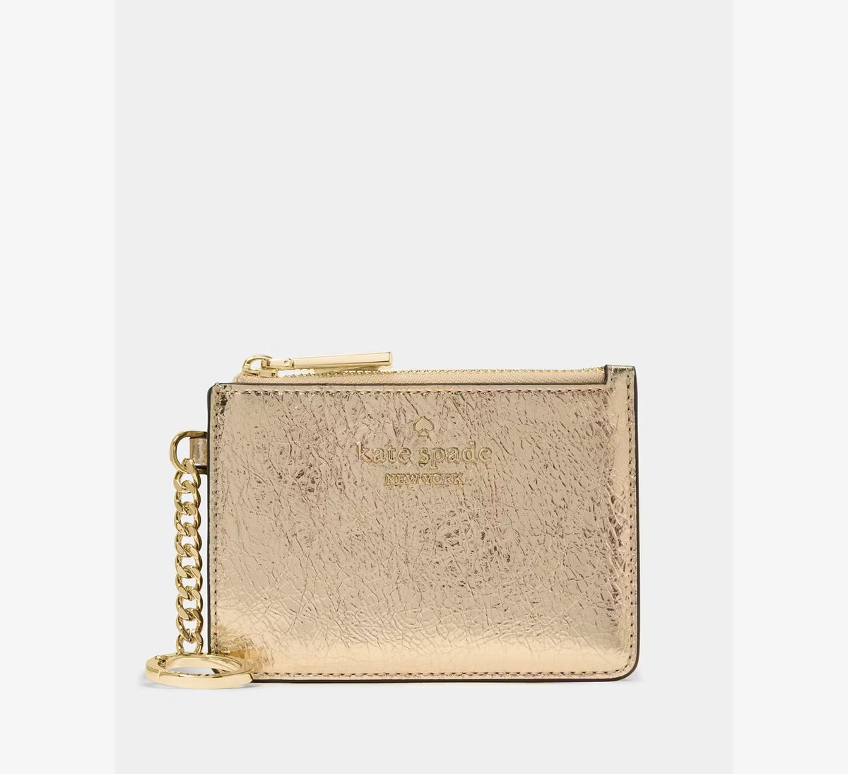 [READY STOCK MY] Kate Spade Metallic Key Ring Card Holder in Gold (KP350)