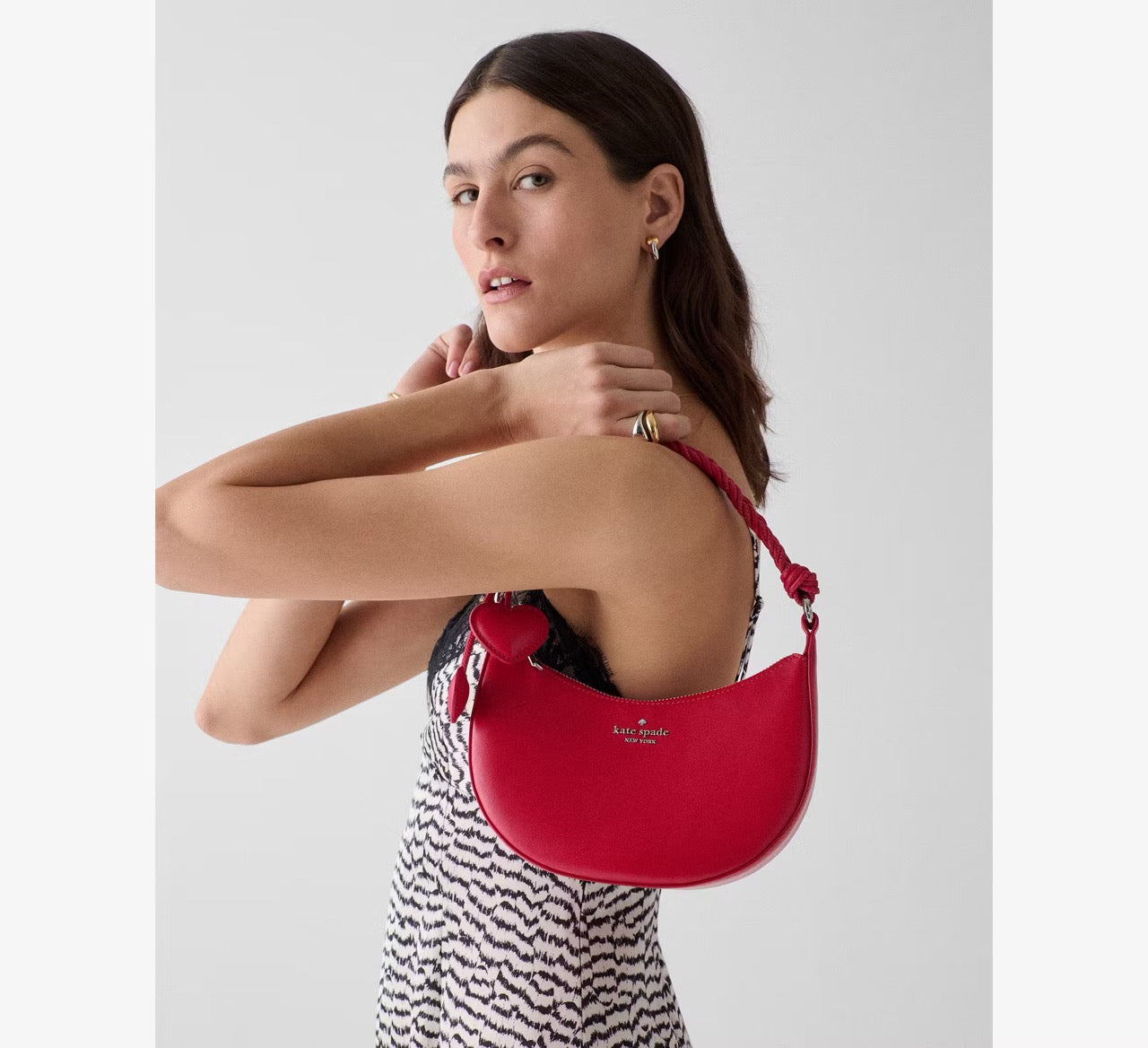 [READY STOCK MY] Kate Spade Nova Braided Strap Shoulder Bag in Cherry Rou (KN610)