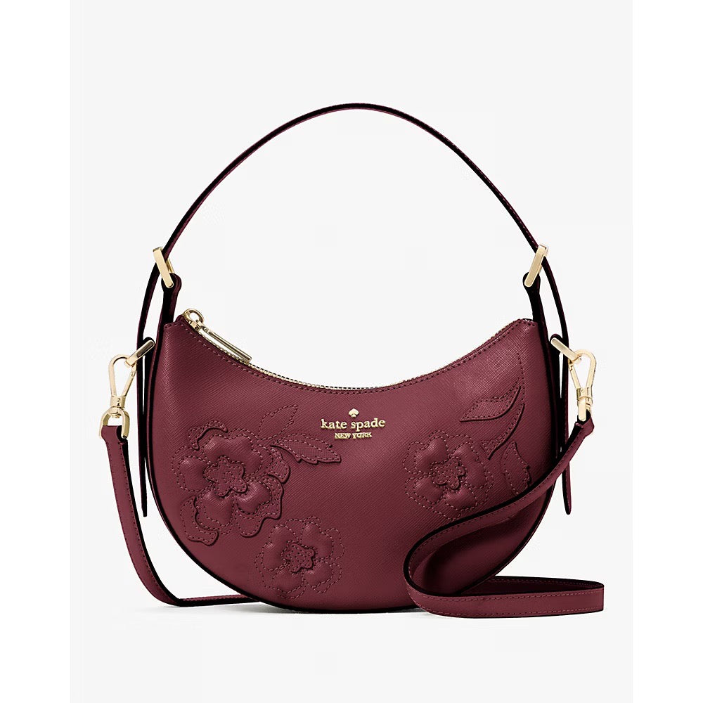 🌸 Kate Spade Nova Floral Appliqué Crescent Shoulder Bag: A
