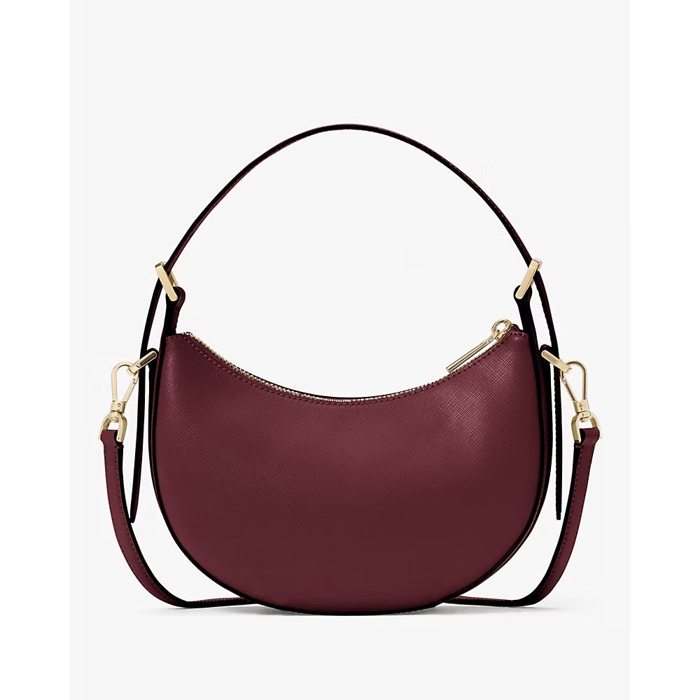 [INCOMING ETA 30 DAYS] Kate Spade Nova Floral Applique Crescent Shoulder Bag in Dark Merlot (KL938)