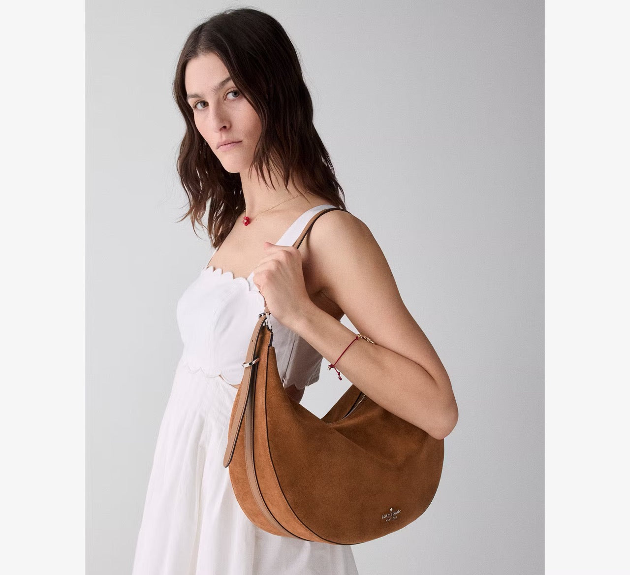 [WEB EXCLUSIVE][READY STOCK MY] Kate Spade Nova Suede Large Shoulder Bag in Warm Ginger (KP031)