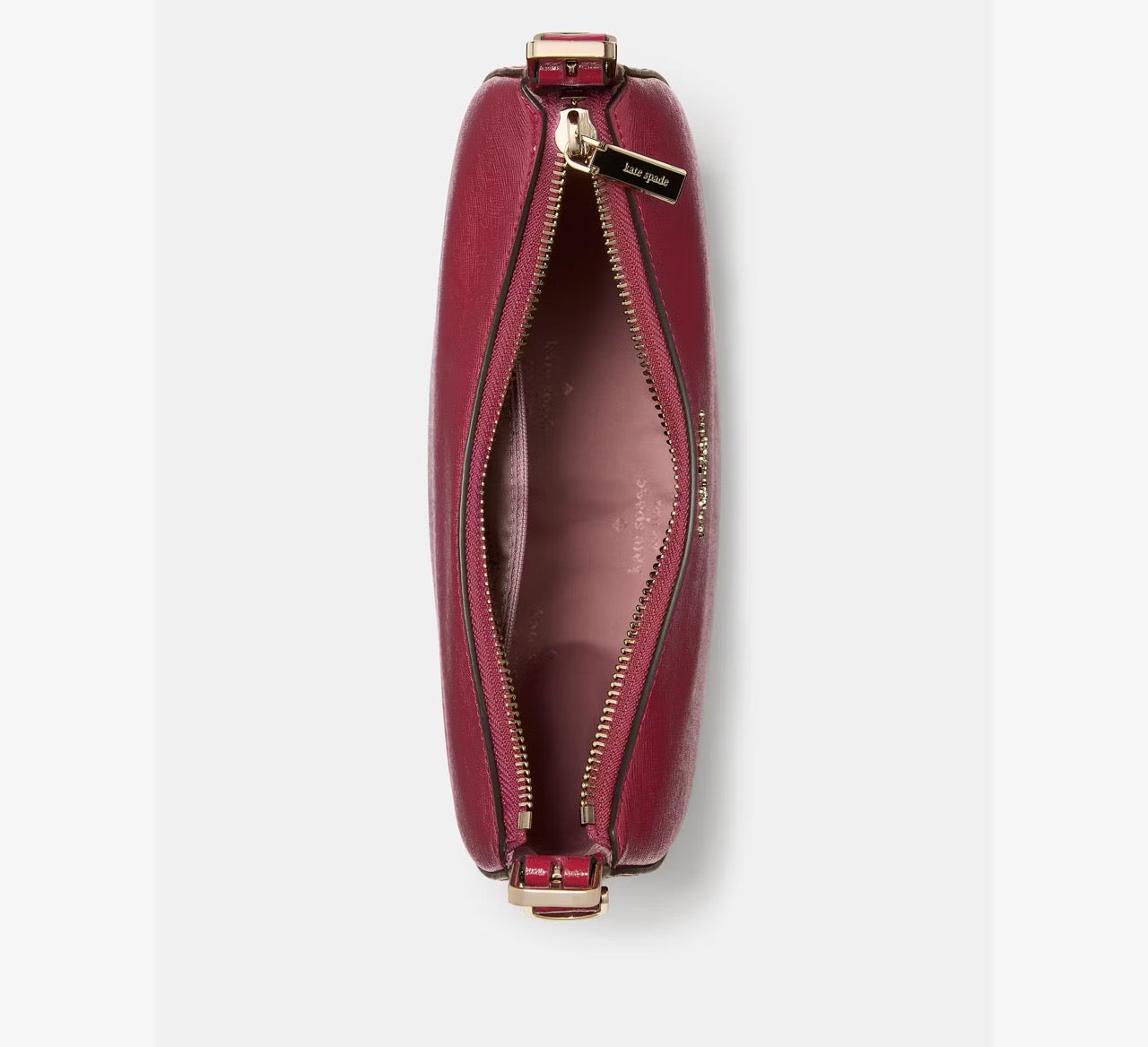 [INCOMING ETA 30 DAYS] Kate Spade Nova Textured Patent Leather Small Crescent Shoulder Bag in Red Jam (KN206)