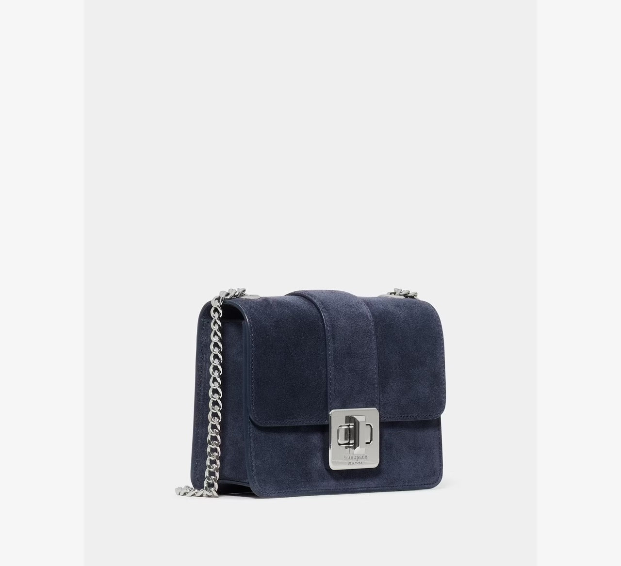 [READY STOCK MY] Kate Spade Phoebe Suede Turnlock Mini Flap Crossbody in Blazer Blue (KM146)