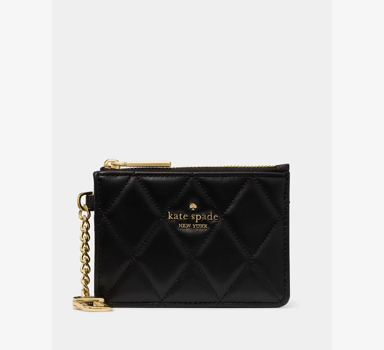 [WEB EXCLUSIVE][READY STOCK MY] Kate Spade Quilted Key Ring Card Holder in Black (KN772)