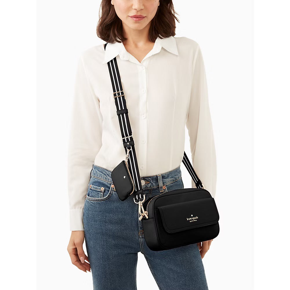 Kate Spade Rosie Pebbled Leather Flap Camera Bag in Black (K6057)