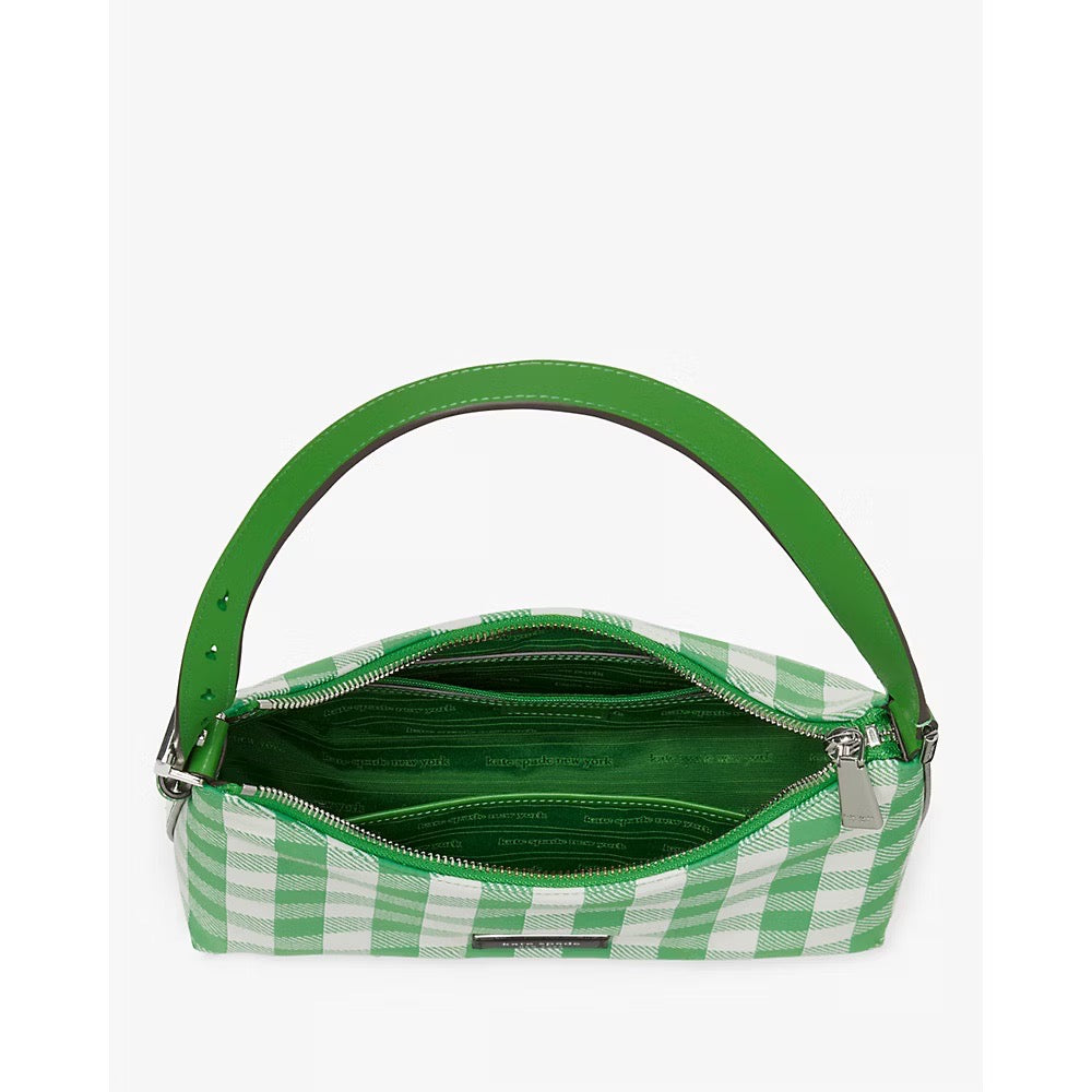 Kate Spade Sam Icon Gingham Printed Fabric Small Shoulder Bag in Candy Grass Multi (KF874)