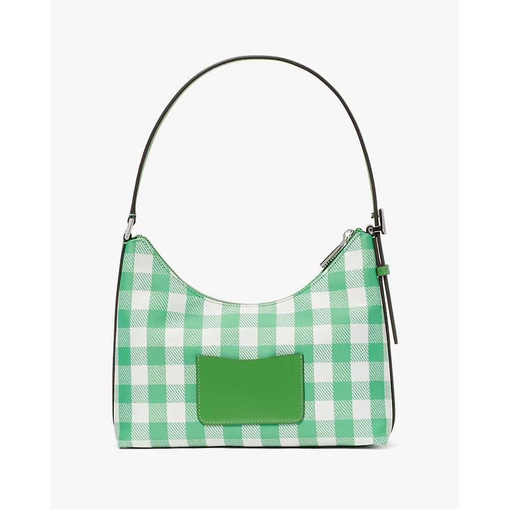 Kate Spade Sam Icon Gingham Printed Fabric Small Shoulder Bag in Candy Grass Multi (KF874)