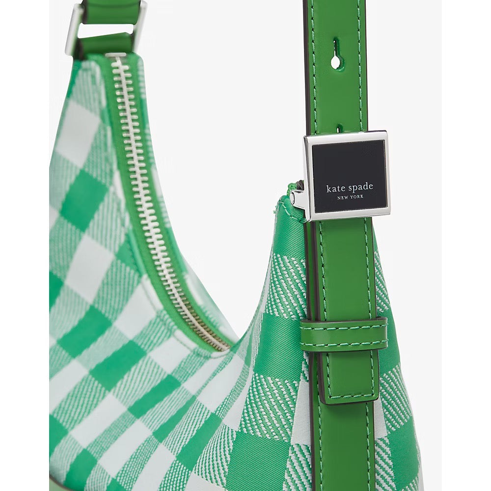 Kate Spade Sam Icon Gingham Printed Fabric Small Shoulder Bag in Candy Grass Multi (KF874)