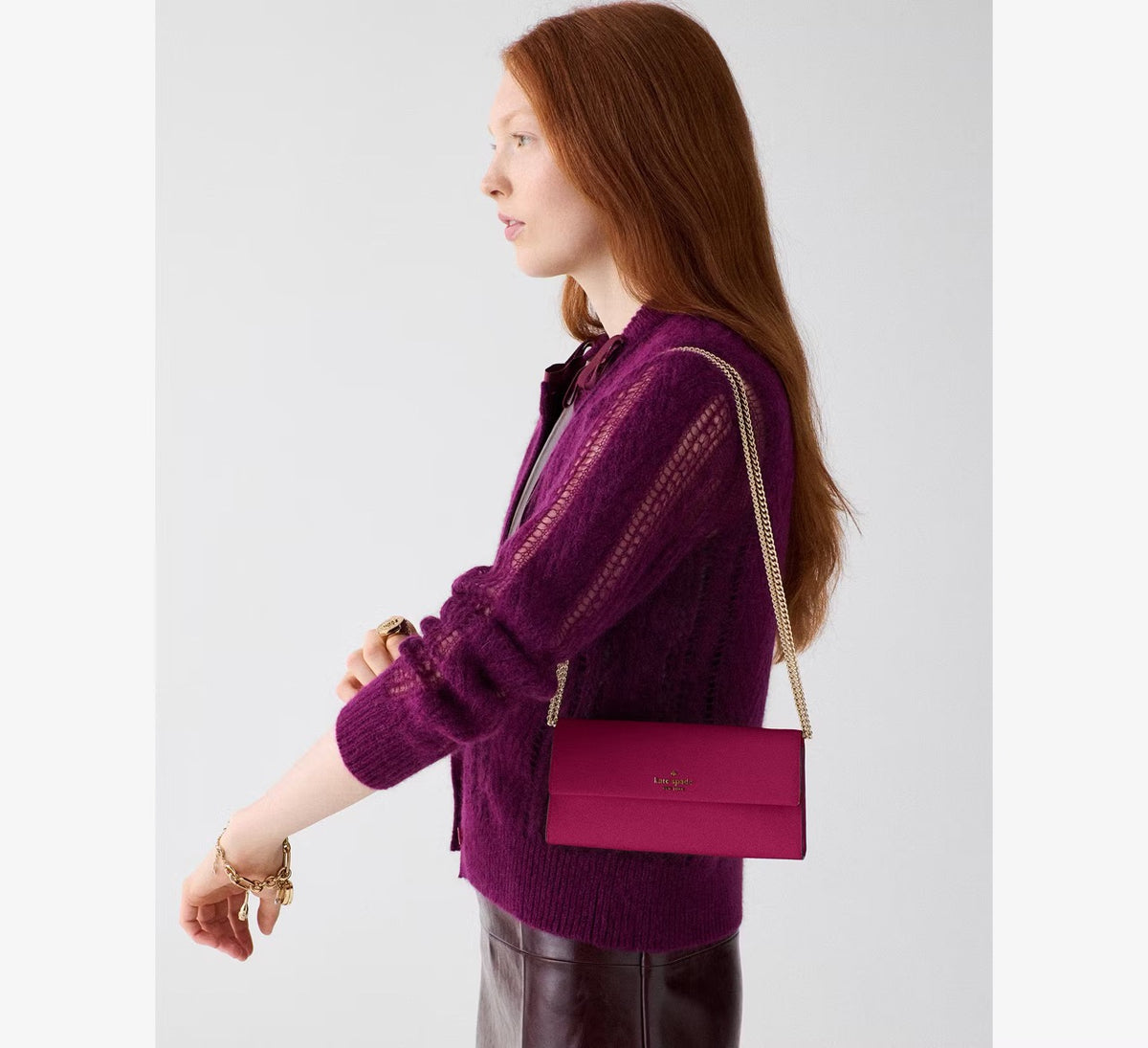 [INCOMING ETA 30 DAYS] Kate Spade Scarlett Wallet On Chain in Dark Raspberry (KP359)