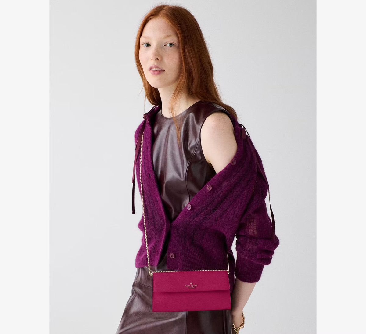 [INCOMING ETA 30 DAYS] Kate Spade Scarlett Wallet On Chain in Dark Raspberry (KP359)
