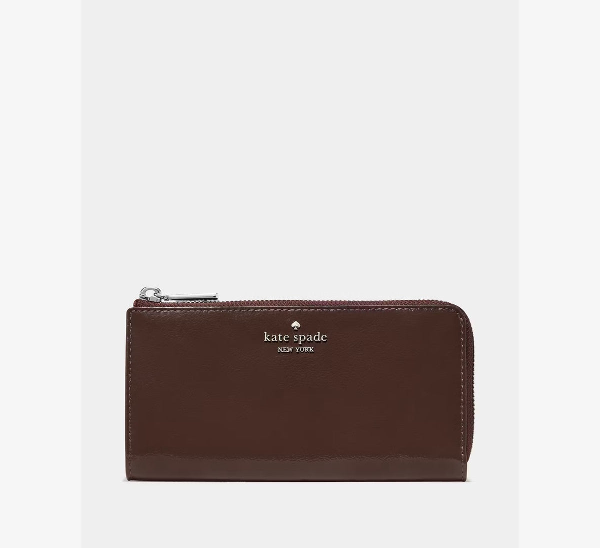 [WEB EXCLUSIVE][READY STOCK MY] Kate Spade Shiny Leather Large Slim L-zip Wallet in Hot Fudge (KP358)