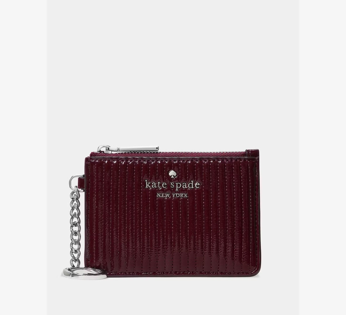 [WEB EXCLUSIVE][READY STOCK MY] Kate Spade Shiny Quilted Key Ring Card Holder in Grenache (KP345)