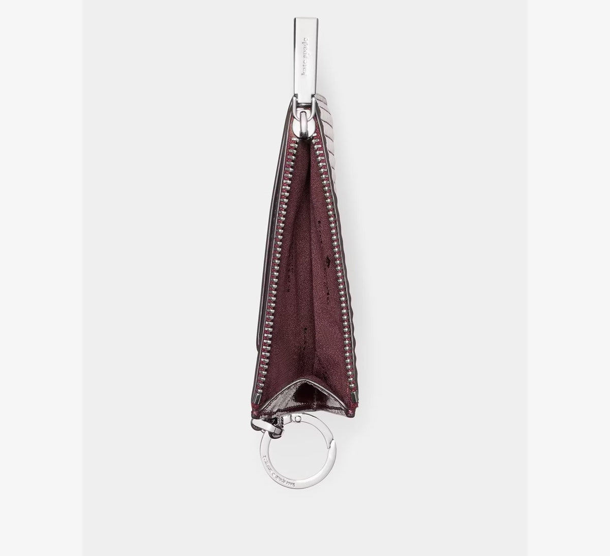 [WEB EXCLUSIVE][READY STOCK MY] Kate Spade Shiny Quilted Key Ring Card Holder in Grenache (KP345)