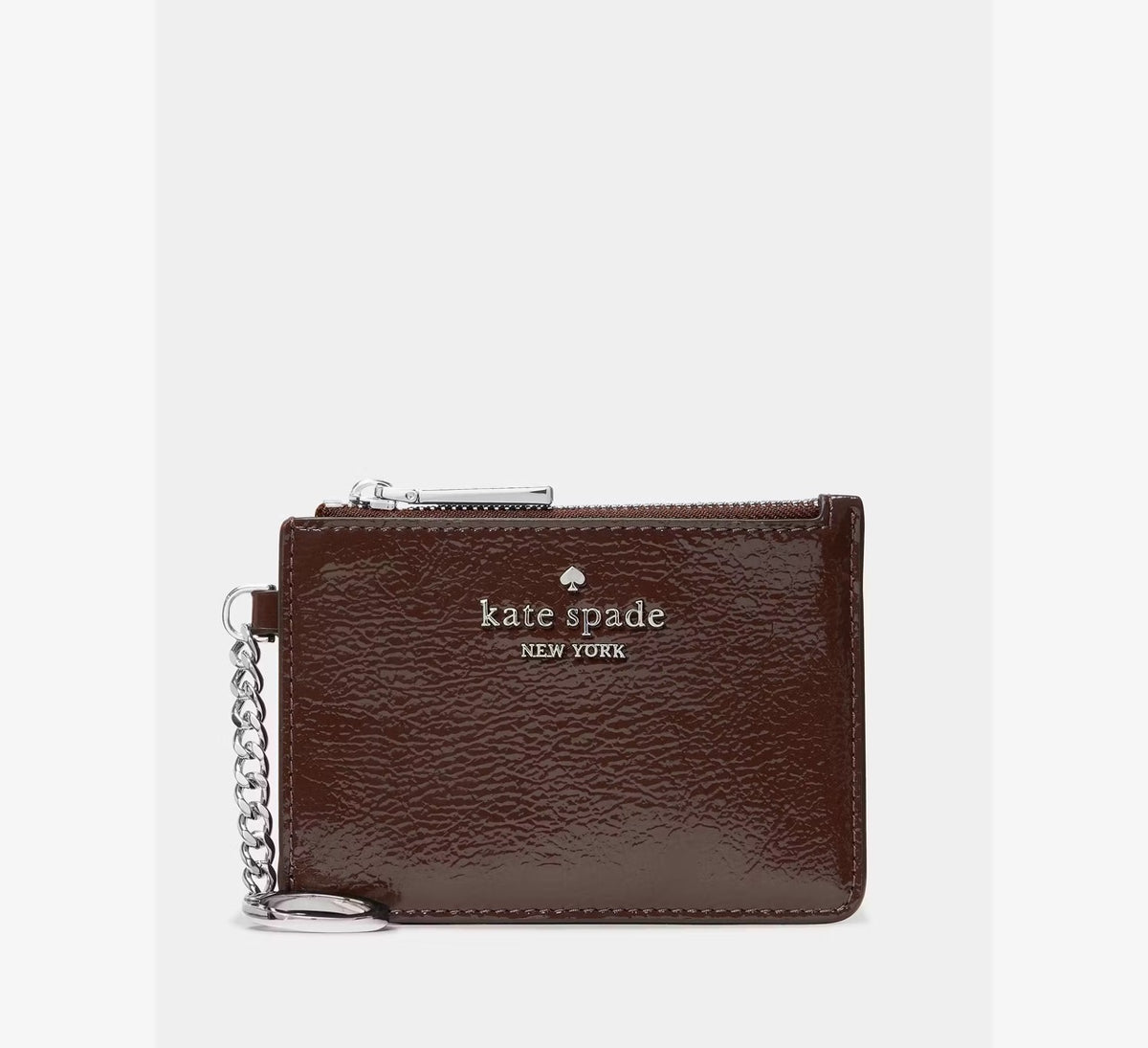 [WEB EXCLUSIVE][READY STOCK MY] Kate Spade Shiny Quilted Key Ring Card Holder in Hot Fudge (KP348)