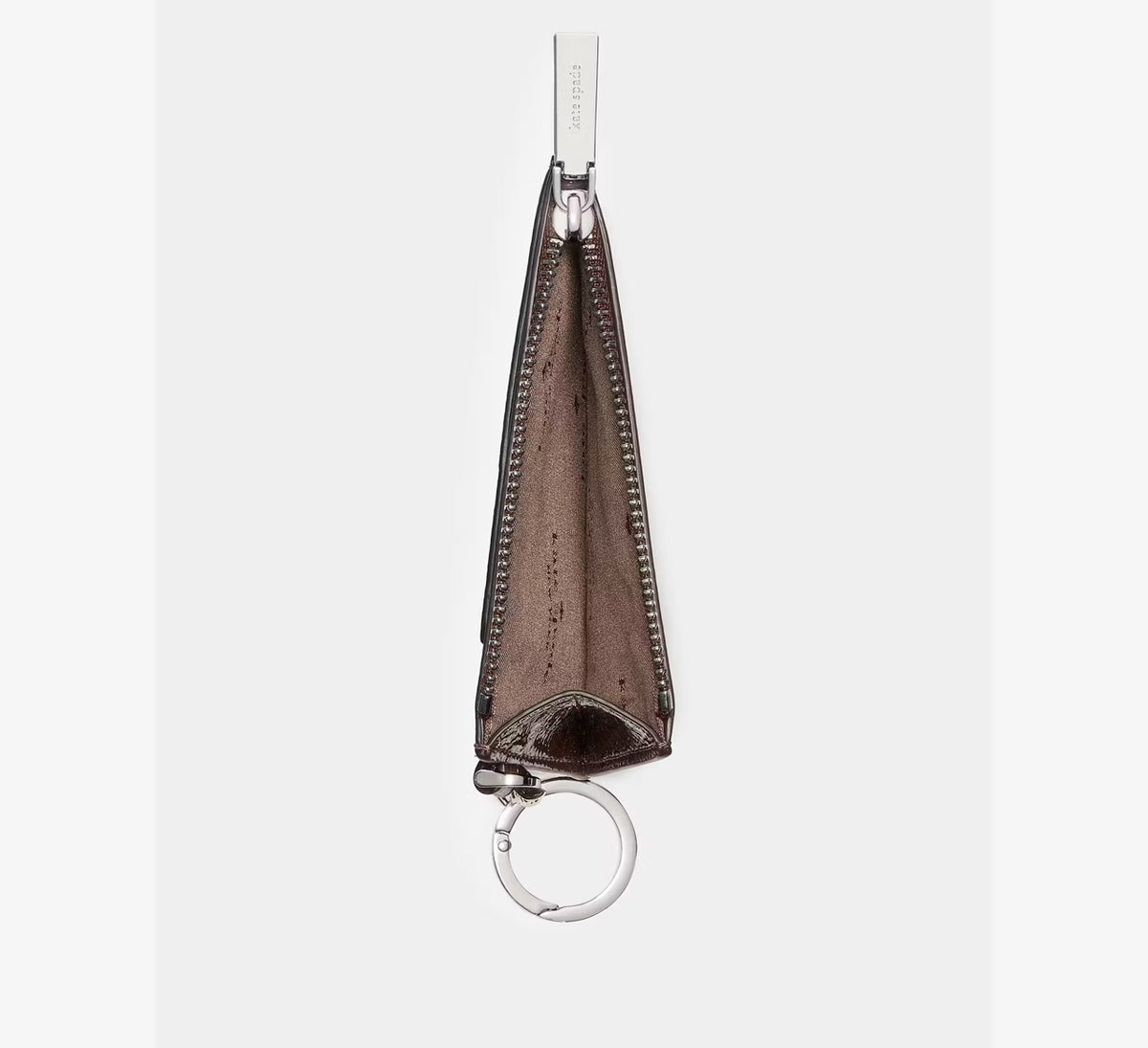 [WEB EXCLUSIVE][READY STOCK MY] Kate Spade Shiny Quilted Key Ring Card Holder in Hot Fudge (KP348)