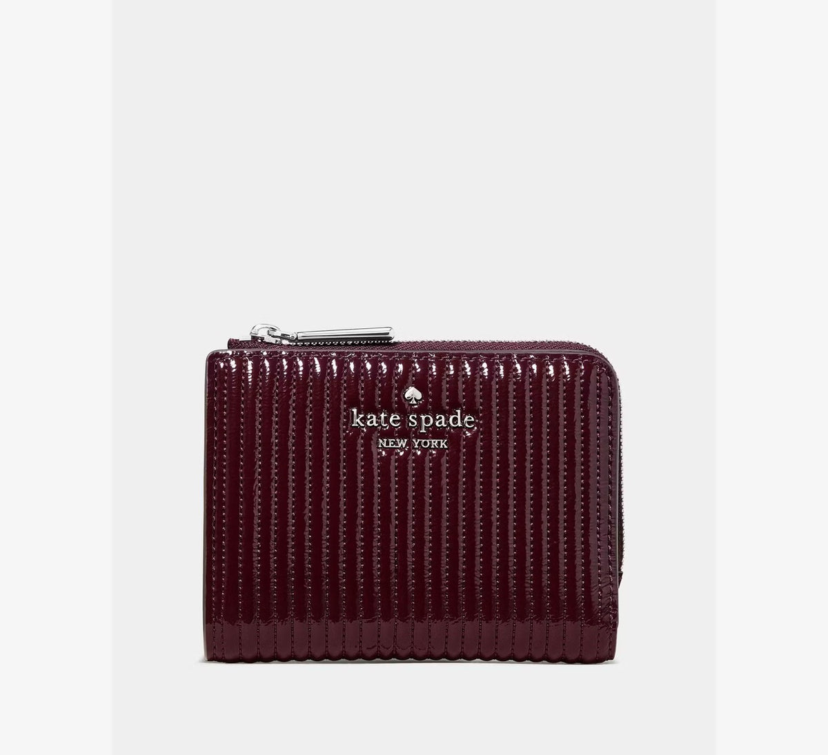 [INCOMING ETA 30 DAYS] Kate Spade Shiny Quilted Small L-zip Wallet in Grenache (KP306)