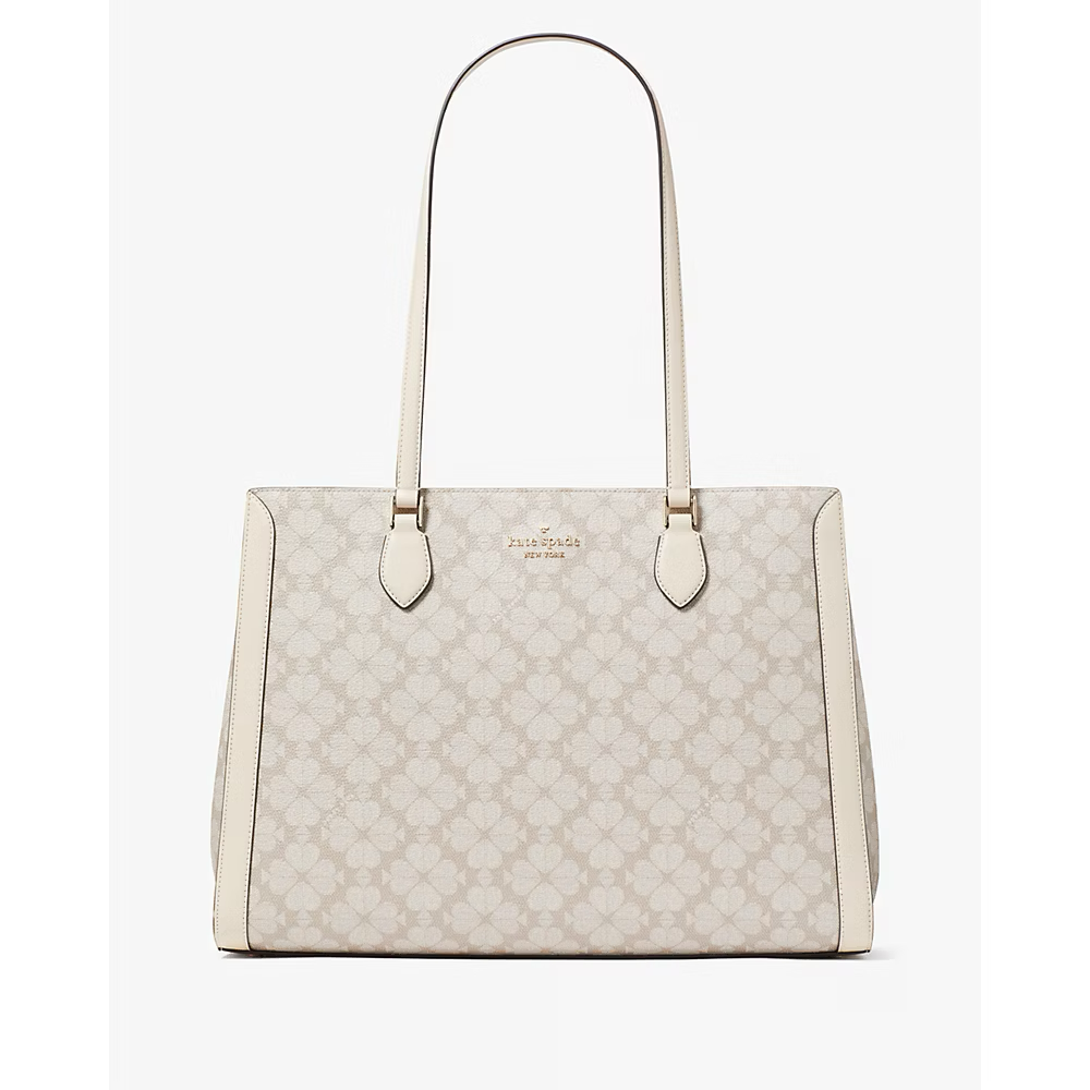 [INCOMING ETA 30 DAYS] Kate Spade Signature Spade Flower East West Large Laptop Tote In Dark Beige Multi (KI791)