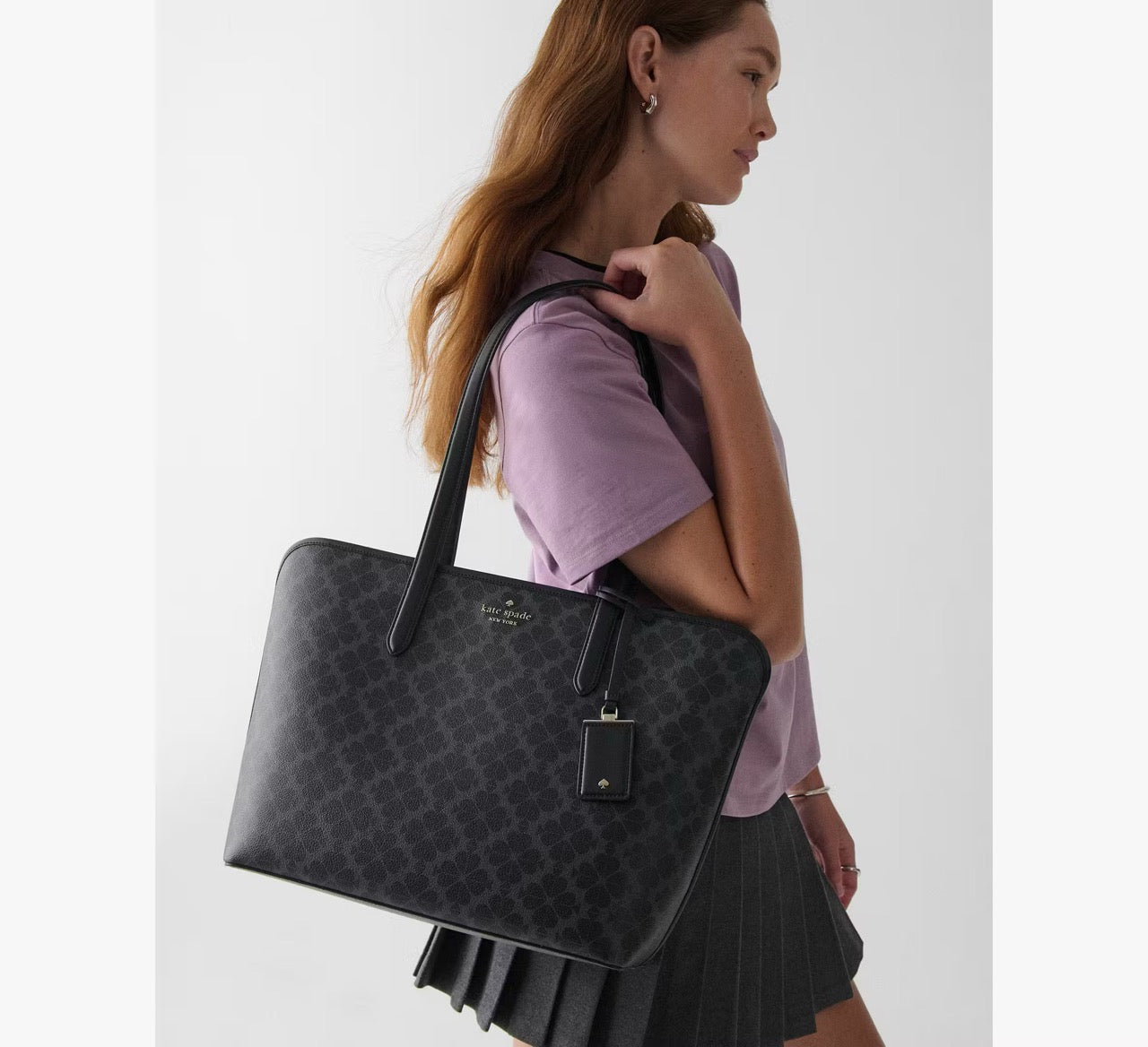 [READY STOCK MY] Kate Spade Signature Spade Flower Large Tote in Black (KG086)