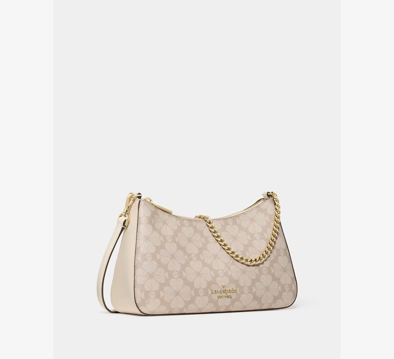 [READY STOCK MY] Kate Spade Signature Spade Flower Medium Convertible Crossbody in Dark Beige Moon Dust (KI381)