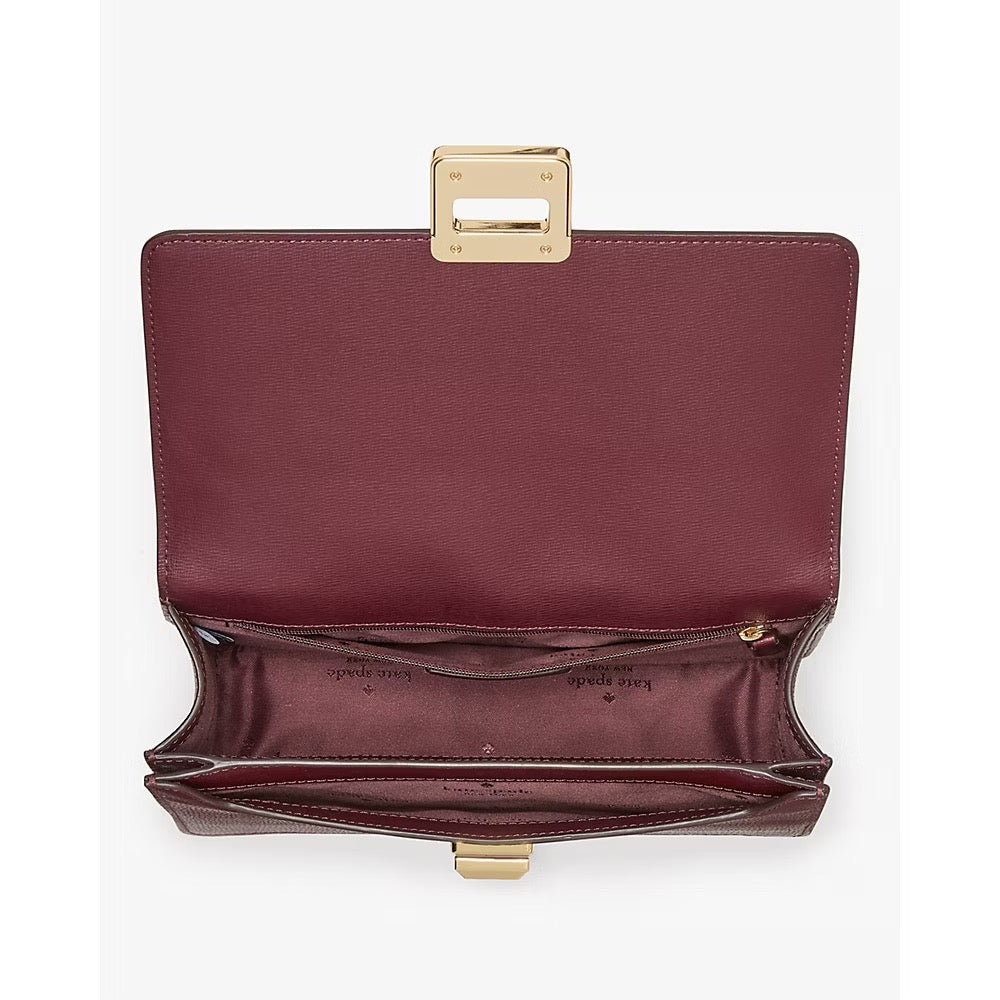 [INCOMING ETA 30 DAYS] Kate Spade Spade Flower Embroidered Flap Shoulder Bag in Dark Merlot (KM153)