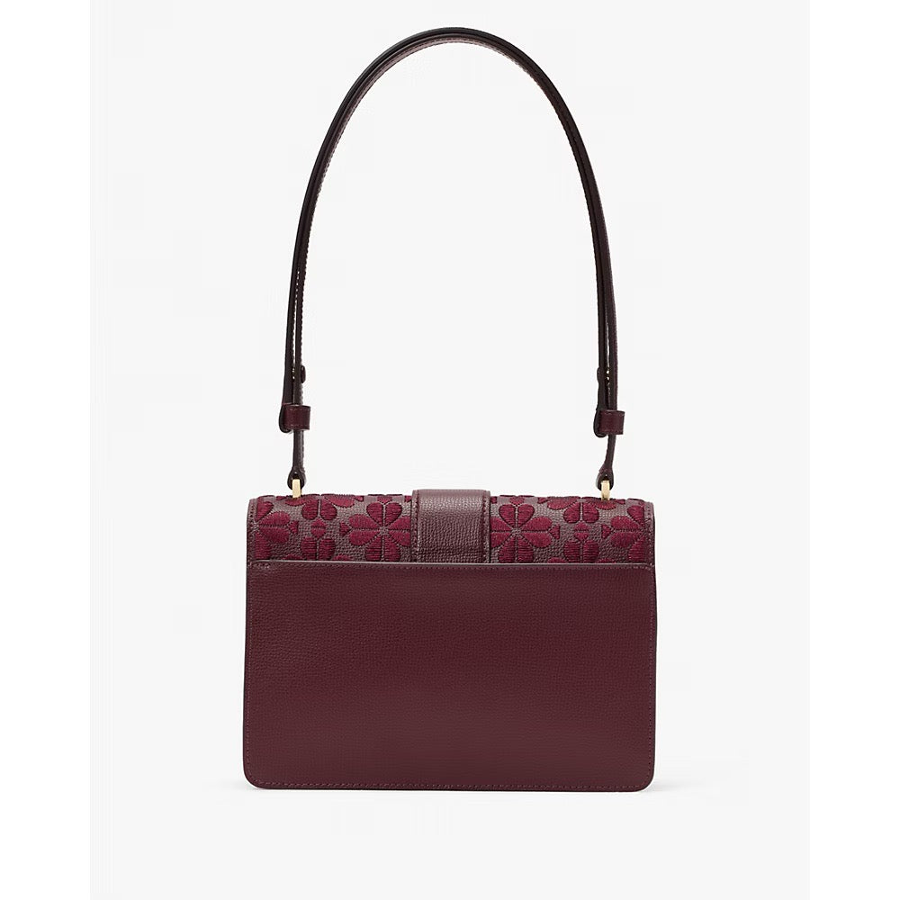 [INCOMING ETA 30 DAYS] Kate Spade Spade Flower Embroidered Flap Shoulder Bag in Dark Merlot (KM153)