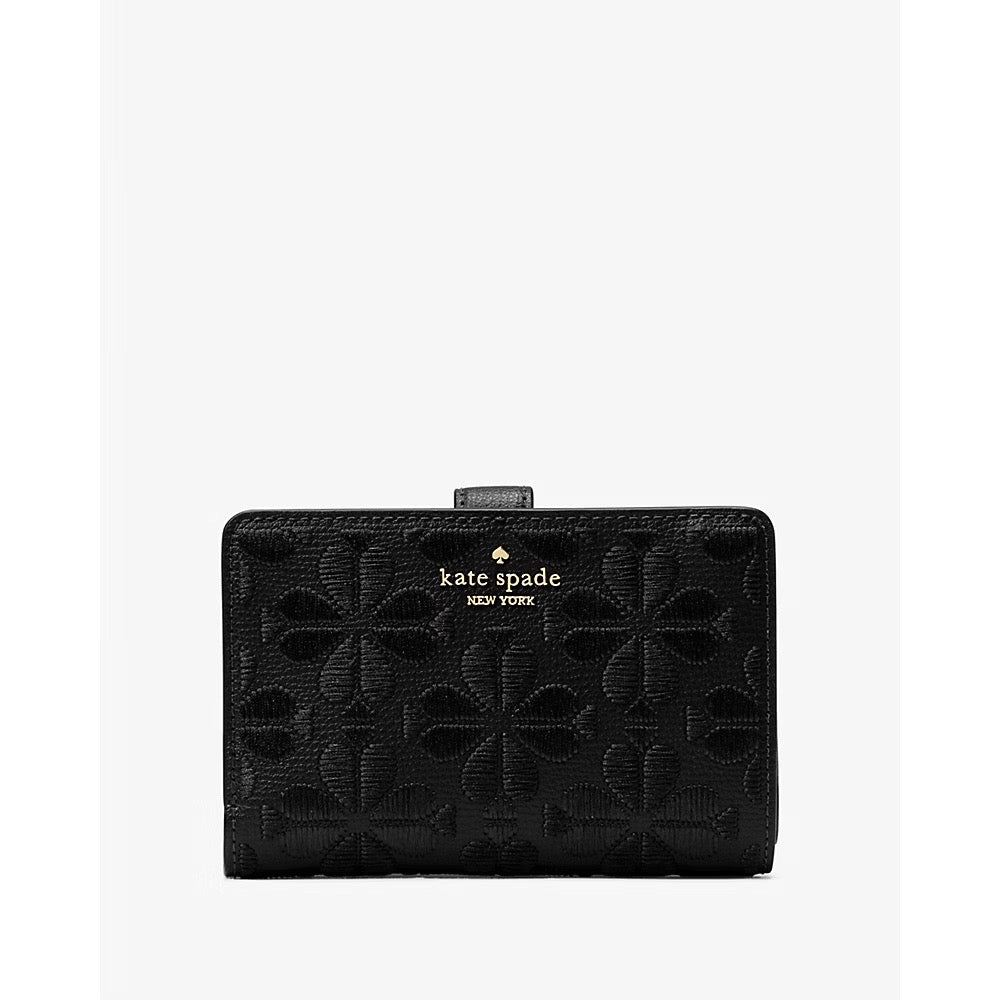 [INCOMING ETA 30 DAYS] Kate Spade Spade Flower Embroidered Medium Bifold Wallet in Black (KL899)