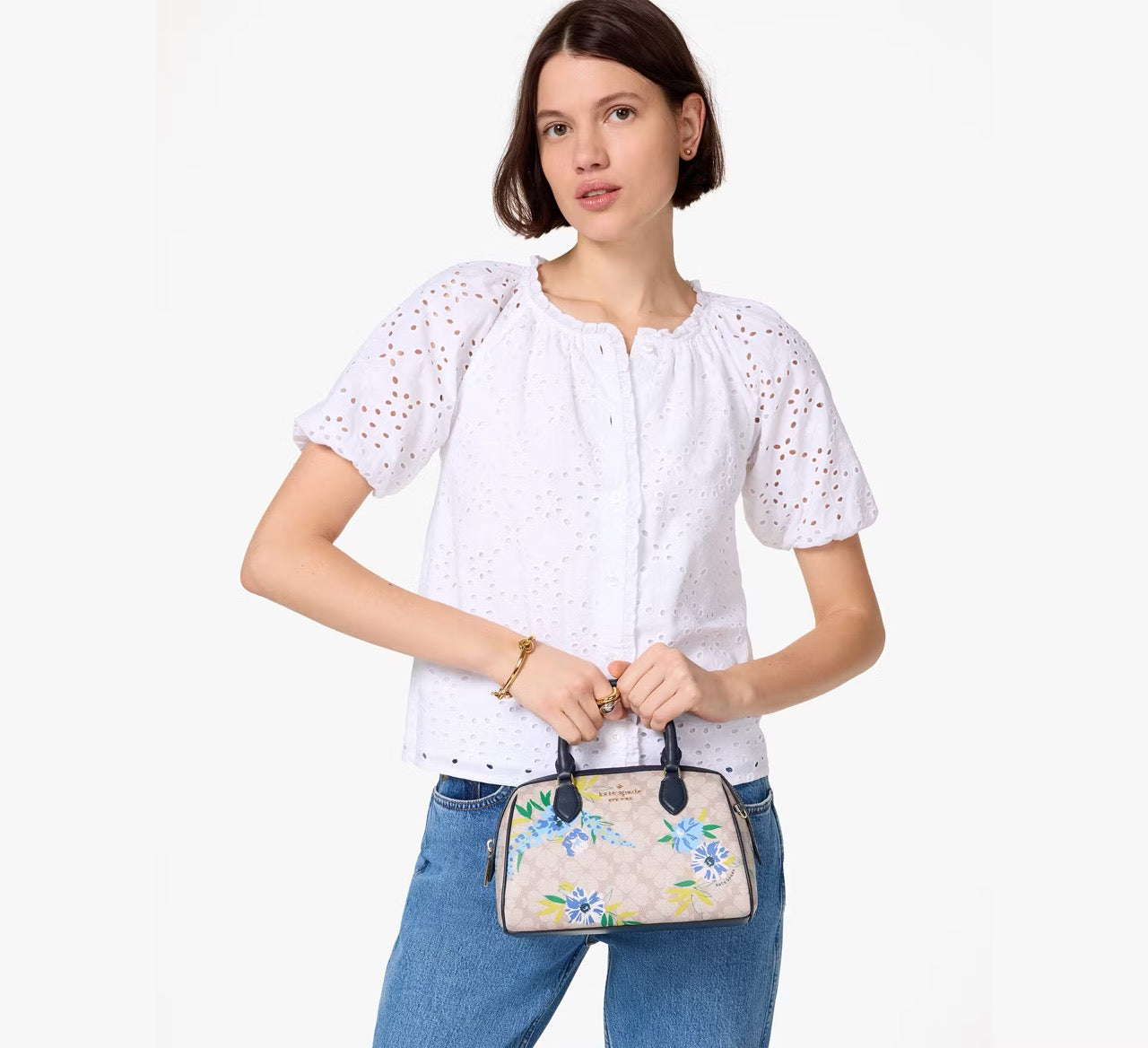 [SPECIAL DEAL][INCOMING ETA 30 DAYS] Kate Spade Spade Flower Floral Small Dolly Duffle in Blazer Blue Multi (KL004)