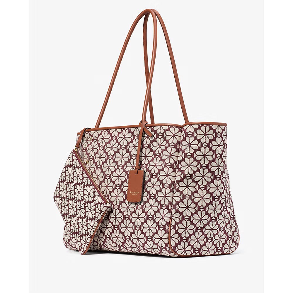 [READY STOCK MY] Kate Spade Spade Flower Jacquard Large Everything Tote in Burgundy Multi (KK609)