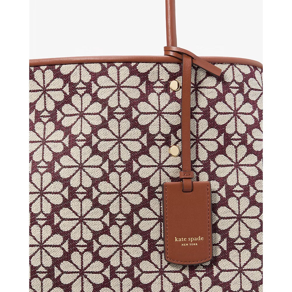 [READY STOCK MY] Kate Spade Spade Flower Jacquard Large Everything Tote in Burgundy Multi (KK609)