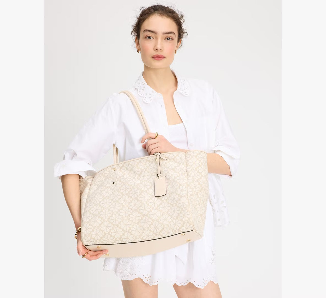 [READY STOCK MY] Kate Spade Spade Flower Jacquard Large Everything Tote in Natural Multi (KK609)
