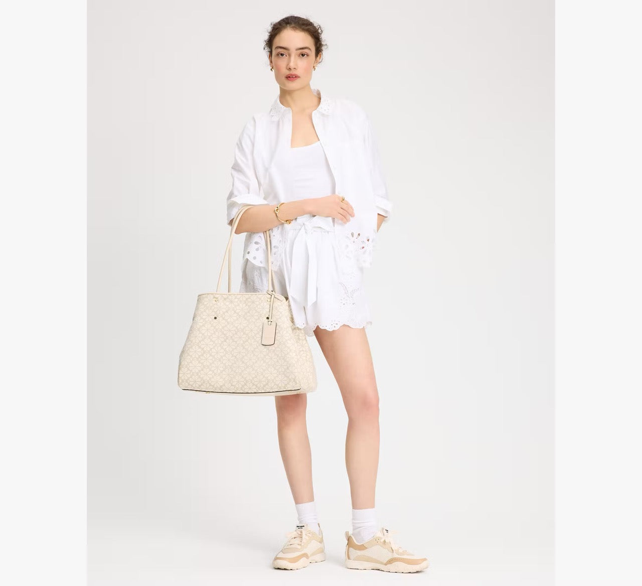 [READY STOCK MY] Kate Spade Spade Flower Jacquard Large Everything Tote in Natural Multi (KK609)