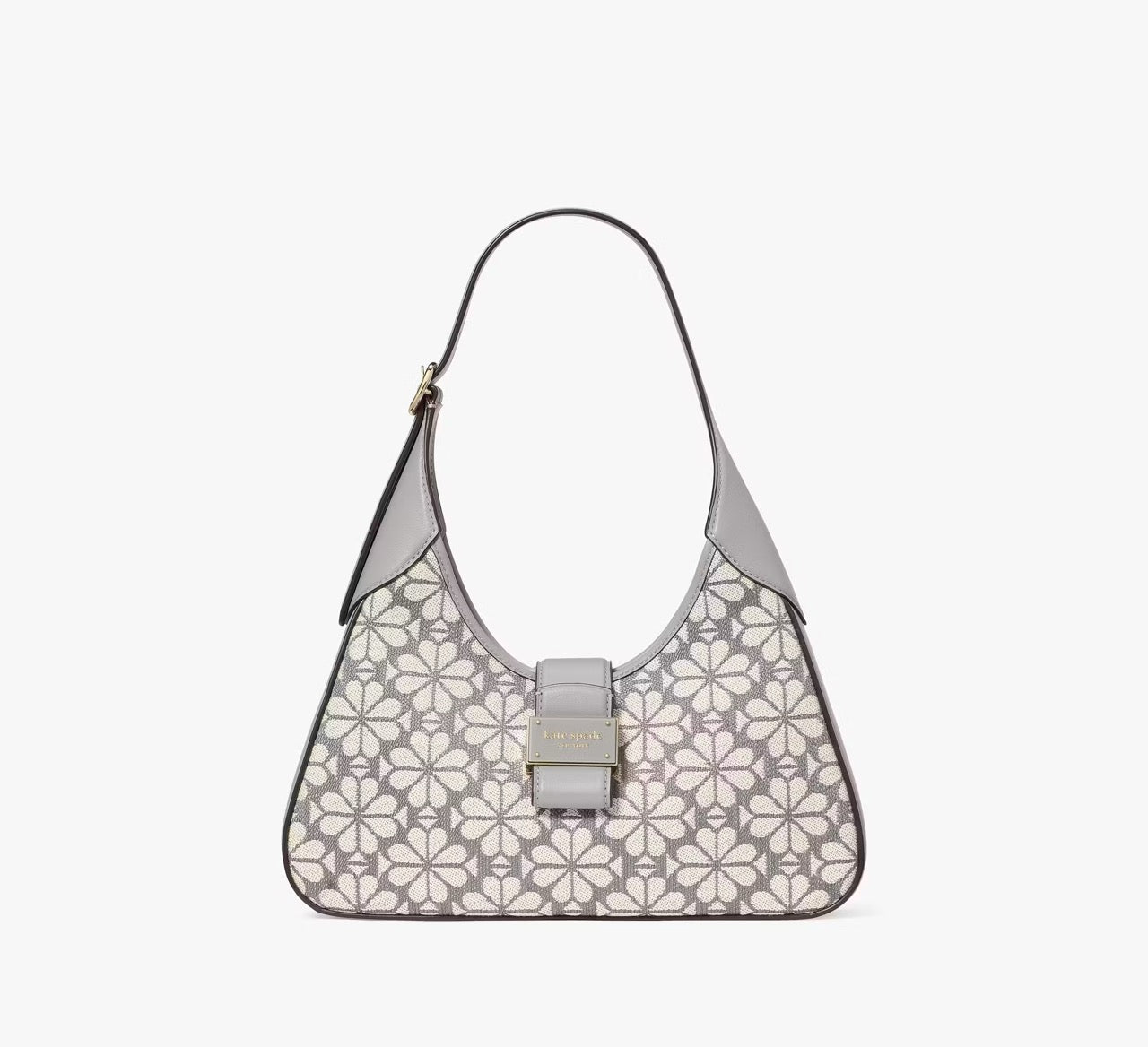 [READY STOCK MY] Kate Spade Spade Flower Jacquard Nouveau Small Shoulder Bag in Grey Multi (KI455)