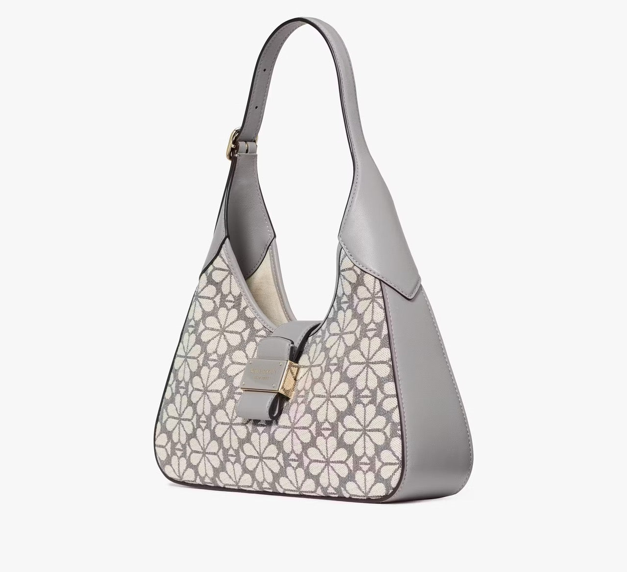 [READY STOCK MY] Kate Spade Spade Flower Jacquard Nouveau Small Shoulder Bag in Grey Multi (KI455)