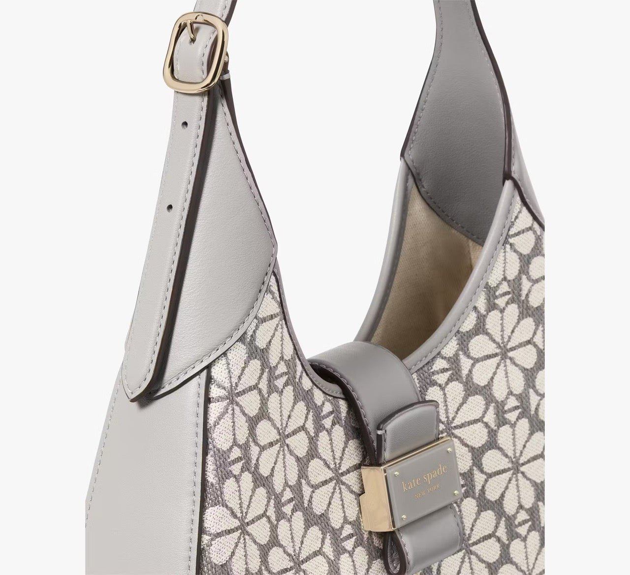 [READY STOCK MY] Kate Spade Spade Flower Jacquard Nouveau Small Shoulder Bag in Grey Multi (KI455)