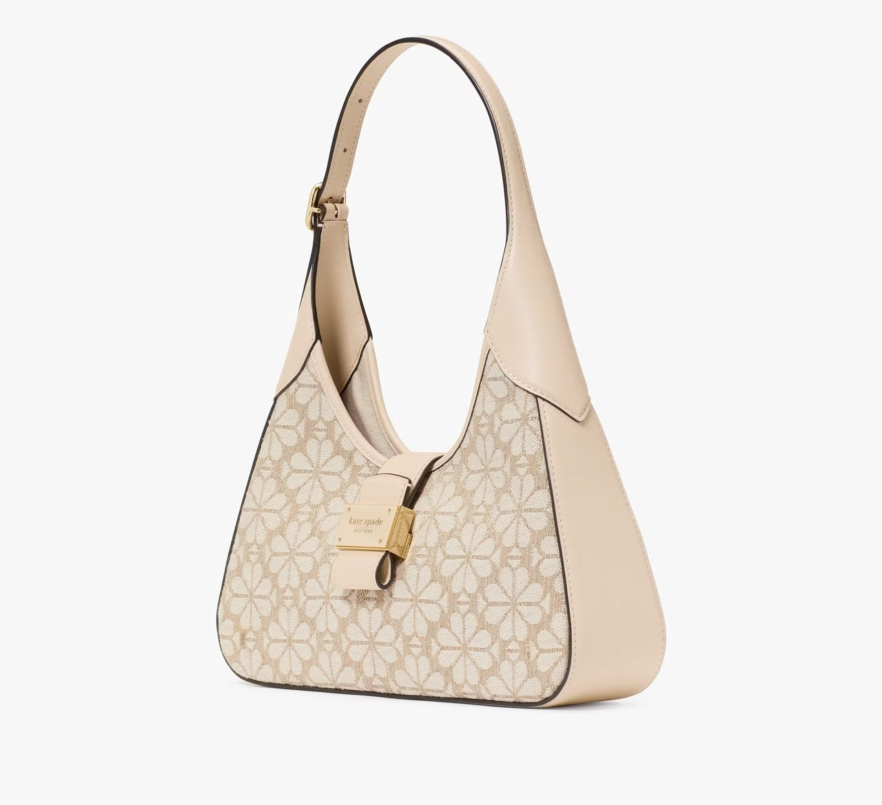 [READY STOCK MY] Kate Spade Spade Flower Jacquard Nouveau Small Shoulder Bag in Natural Multi (KI455)
