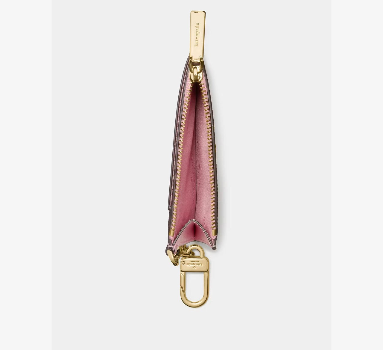 [READY STOCK MY] Kate Spade Spade Flower Key Ring Card Holder in Dark Beige Grapefruit Multi (KN773)