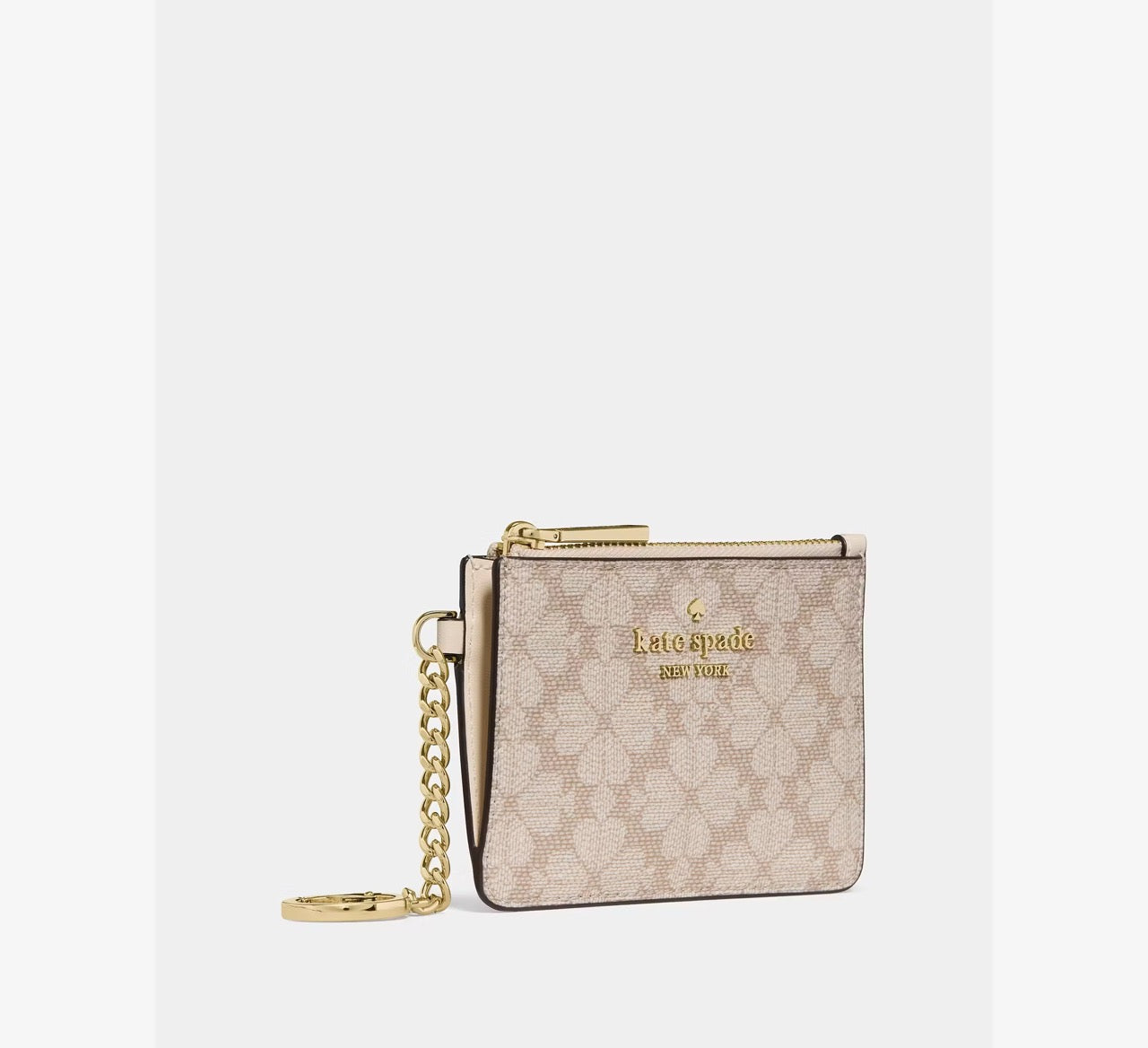 [WEB EXCLUSIVE][READY STOCK MY] Kate Spade Spade Flower Key Ring Card Holder in Dark Beige Moon Dust (KN773)
