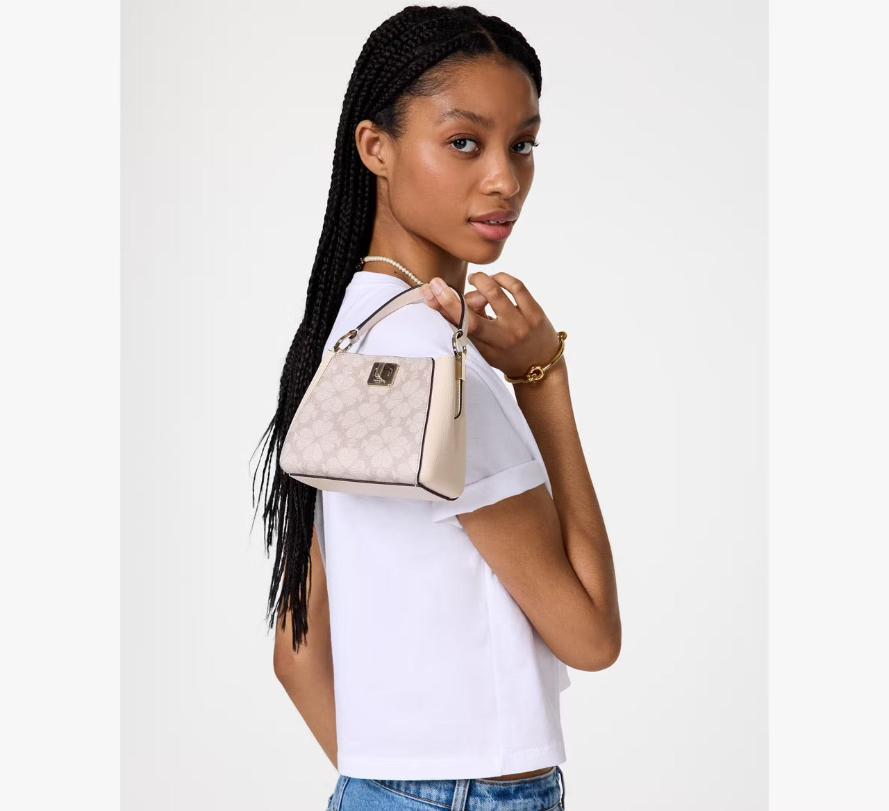 [INCOMING ETA 30 DAYS] Kate Spade Spade Flower Pvc Mini Top Handle Crossbody in Dark Beige (KK996)