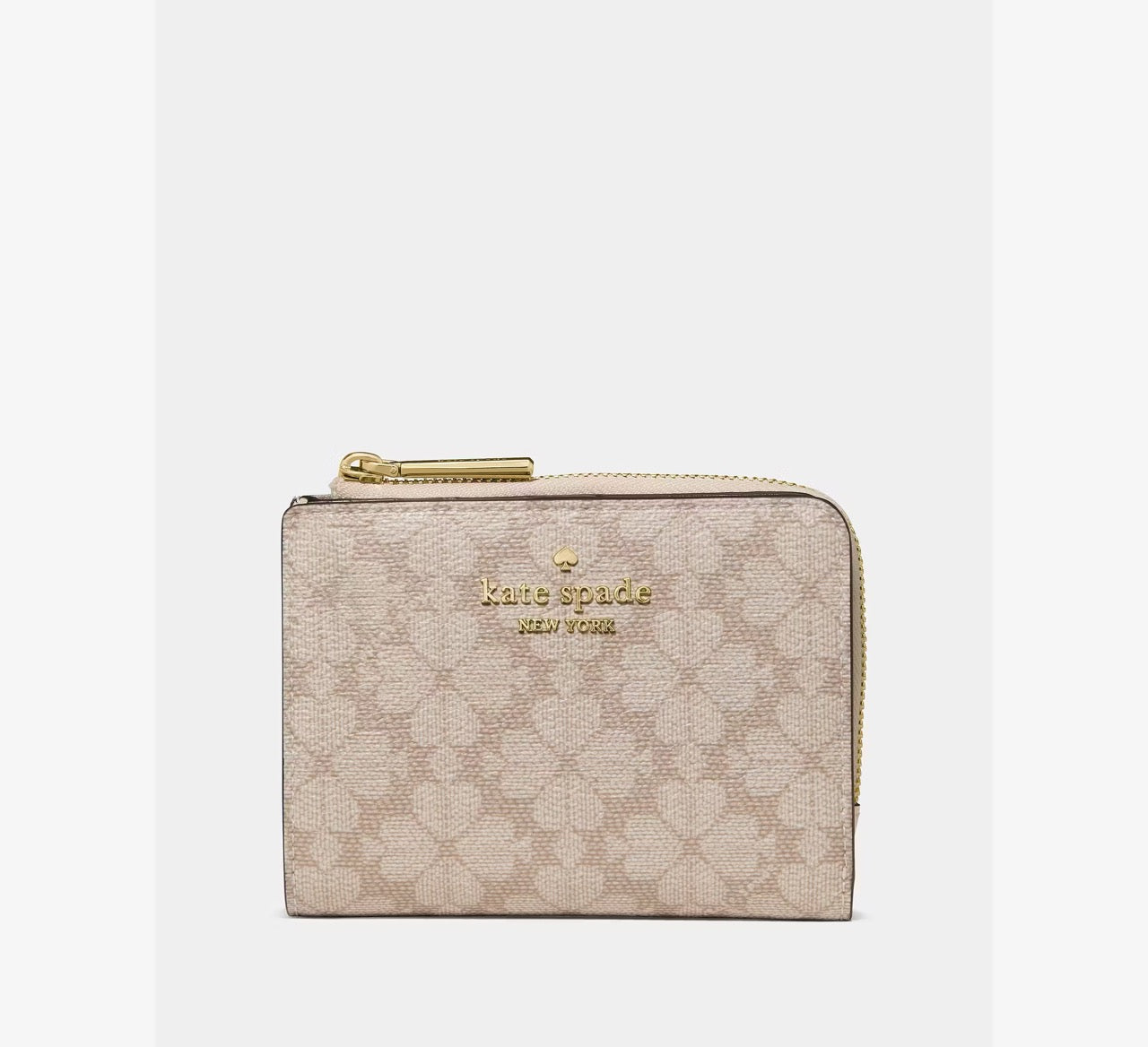 [READY STOCK MY] Kate Spade Spade Flower Small L-zip Wallet in Dark Beige Moon Dust (KN768)
