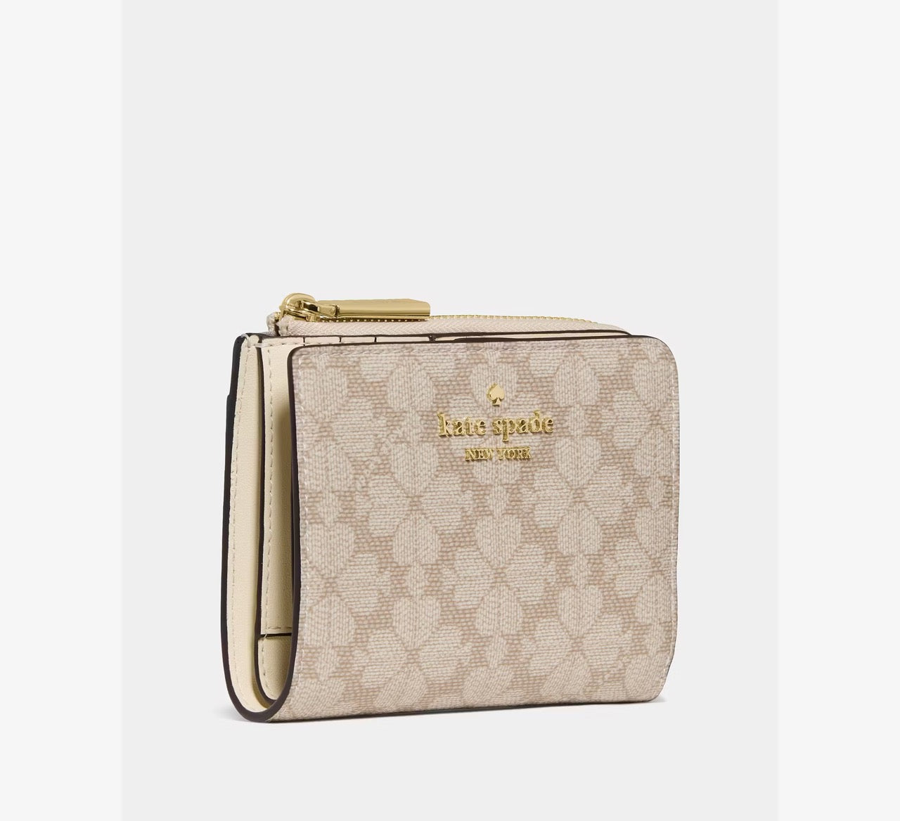 [READY STOCK MY] Kate Spade Spade Flower Small L-zip Wallet in Dark Beige Moon Dust (KN768)