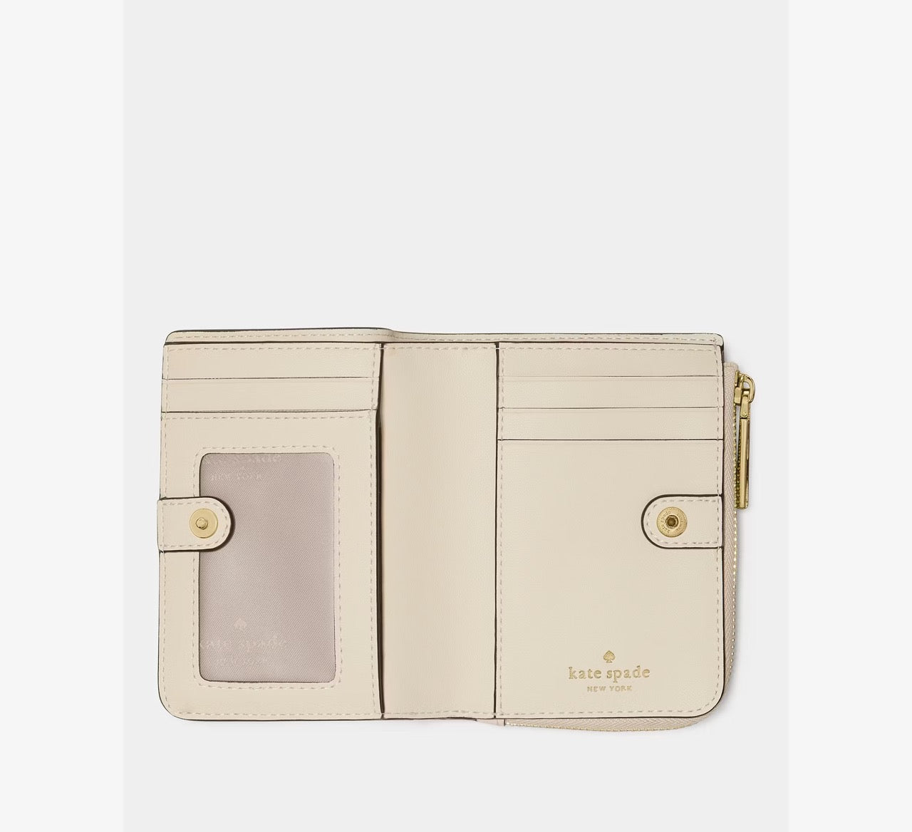 [READY STOCK MY] Kate Spade Spade Flower Small L-zip Wallet in Dark Beige Moon Dust (KN768)
