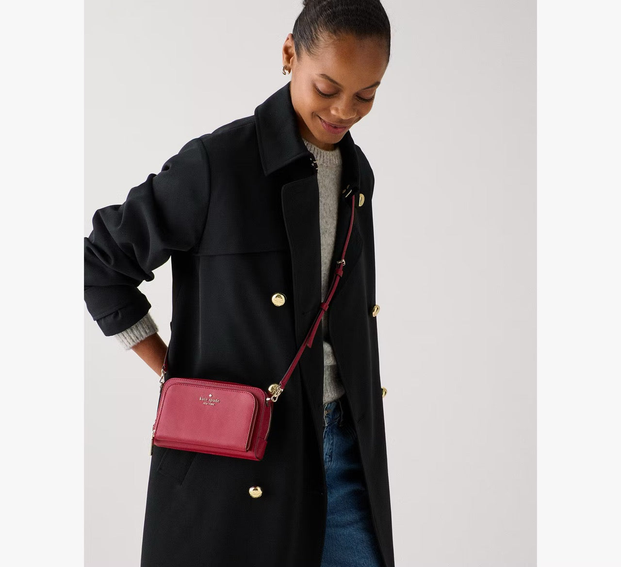 [READY STOCK MY] Kate Spade Staci Mini Dual Zip Around Crossbody in Red Jam (KG036)